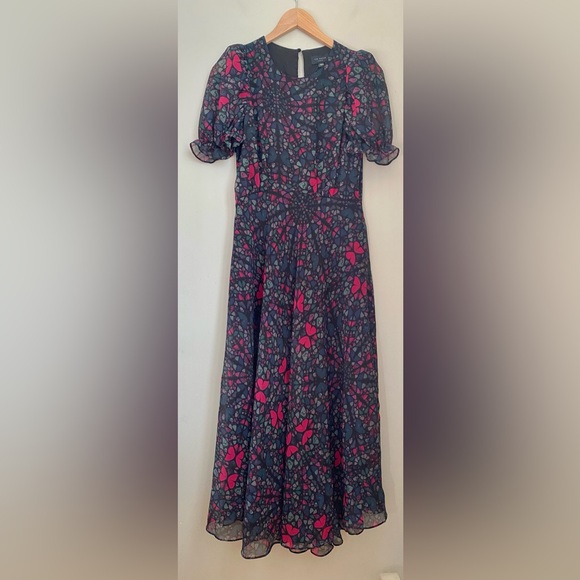 TED BAKER Daniaa Butterfly Print A-Line MIDI Dress Ted Baker Size 2 or US size 6 - Picture 4 of 15